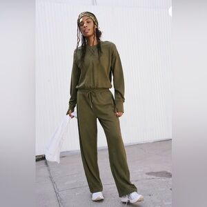 Free People Olive Green Track Pants & Joggers